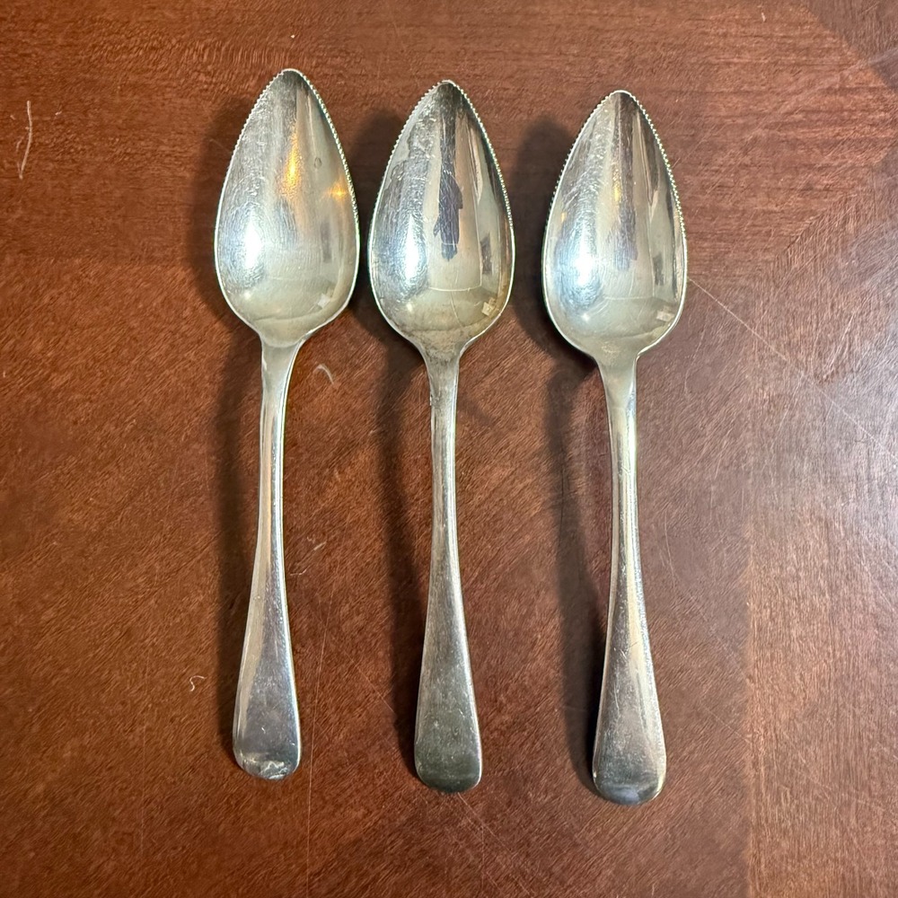 Vtg Sheffield England Silverplate Beaded Edge Teaspoons Set of 3 EPNS